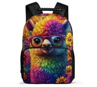 TPISLI Mochila Diseño de Alpaca para Niña Niño Escuela Primaria Mochila Escolar Animal Estampado 8-12 Años Daypack, Tejido 1680D Bolsillos Laterales Viaje Uso Diario