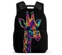 TPISLI Mochila Diseño de Jirafa Niños Colegio, Mochila Escolar Patrón Animal Infantil Colegio, Backpack, Resistente, Bolsillos Laterales, Viaje Uso Diario
