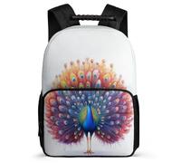TPISLI Mochila Diseño de Pavo Real Niños Cursos 2-4, Mochila Escolar Ilustración de Animal Infantil Colegio, Backpack, Resistente, Bolsillos Laterales, Viaje Uso Diario
