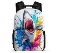 TPISLI Mochila Divertido Tiburón Estampado para Niño Niña 8-12 Años Mochila Escolar Vida Marina Diseño Primaria Bookbag, Resistente Ligera Detalles de Fieltro Vuelta al Cole