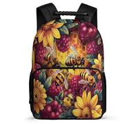 TPISLI Mochila Escolar Abeja Flores Primaria para Niño Niña, Mochila Infantil Tema de Insecto Ligera, School Bag, Resistente, Bolsillos Laterales, Viaje Uso Diario