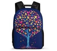 TPISLI Mochila Escolar Árbol de Corazones Cursos 2-4 para Niños Niñas, Mochila Infantil Colorido Botánico Ligera, Daypack, Tejido 1680D, Detalles de Fieltro, Colegio Viaje