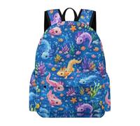 TPISLI Mochila Escolar Axolotl Chica Clase 4 Mochila Salamandra Estudiantes Colegio, School Bag Cómoda Ligera Vuelta al Cole Uso Diario Viaje Excursión Outdoor