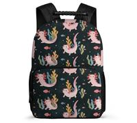 TPISLI Mochila Escolar Axolotl Motivo Cursos 2-4 para Niños Mochila Escolar Salamandra 5-10 Años Daypack, Resistente Ligera Tejido 1680D Regalo Cumpleaños