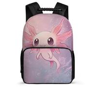 TPISLI Mochila Escolar Axolotl Motivo para Niños 6-11 Años Mochila Escolar Salamandra Cursos 1-3 Daypack, Espalda Acolchada Asa Reforzada Viaje Uso Diario