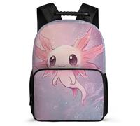TPISLI Mochila Escolar Axolotl para Niño Niña 5-10 Años Mochila Colegio Salamandra Diseño Cursos 3-5 School Bag, Bolsillos Laterales Detalles de Fieltro Vuelta al Cole