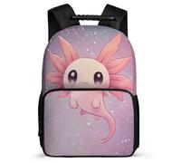 TPISLI Mochila Escolar Axolotl Patrón para Niño Niña Cursos 2-4 Mochila Salamandra 7-11 Años School Bag, Tejido 1680D Detalles de Fieltro Viaje Uso Diario