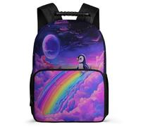 TPISLI Mochila Escolar Bonito Pingüino para Estudiantes Primaria, Mochila Animal Arcoíris 6-10 Años, School Bag, Primaria Viaje, Cómoda para Libros Cuadernos