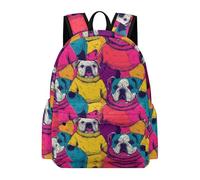 TPISLI Mochila Escolar Bulldog Dog Pattern Niño 9 A 14 Años, Mochilas Escolares Transpirables para Niñas de 6 A 10 Años, Mochila Colegio Primaria con Animal Puppy para Chicas