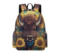 TPISLI Mochila Escolar Cattle Animal Design Niño Primaria, Mochila para Niñas con Sunflowers Cow 6 A 10 Años, Mochilas Escolares Chica E Ligera