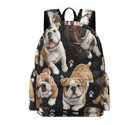 TPISLI Mochila Escolar Cute Bulldog Niños - Mochila Colegio Chicos Niña para Portátil, Gran Mochilas Animal Puppy Print para Adolescentes Vuelta Al Cole