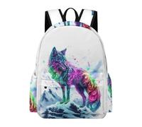 TPISLI Mochila Escolar de Wolve Motif para Niñas 9-16 Años, Mochilas Adolescente, Mochila Colegio Niño con Animal Lobo Pattern para Primaria Secundaria Viajes