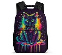 TPISLI Mochila Escolar Diseño de Gatito para Niñas 6-10 Años, Mochila Estampado de Animal Gato Infantil Colegio Primaria, Bookbag, Tejido 1680D, Detalles Fieltro, Colegio Viaje