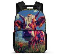 TPISLI Mochila Escolar Diseño de Vaca para Niños Escuela Primaria, Mochila Ganado Infantil Ligera, Backpack, Primaria Viaje, Cómoda para Libros Cuadernos