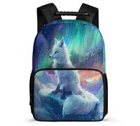 TPISLI Mochila Escolar Diseño de Zorro Primaria para Niño Niña, Mochila Infantil Animal Aurora Ligera, School Bag, Resistente, Bolsillos Laterales, Viaje Uso Diario