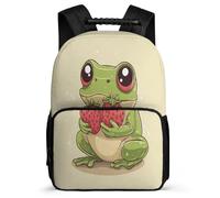 TPISLI Mochila Escolar Divertido Rana Estampado Colegio para Escolares Mochila Escolar Animal Motivo 5-10 Años Daypack, Detalles de Fieltro Asa Reforzada Regalo Cumpleaños