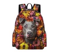 TPISLI Mochila Escolar Dog Flowers Pattern Niño Primaria, Mochila para Niñas con Cute Animal Print 6 A 10 Años, Mochilas Escolares Chica E Ligera
