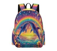 TPISLI Mochila Escolar Dolphin Motif para Niños, Mochilas Escolares Rainbow Sea Creature Primaria para Alumnos de 1.º A 5.º Curso, Mochila Escolar Niños