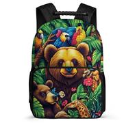 TPISLI Mochila Escolar Estampado de Oso para Chicos Chicas 7-11 Años, Mochila Motivo Animal Infantil Colegio Primaria, Bookbag, Tejido 1680D, Detalles de Fieltro, Colegio Viaje