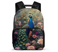 TPISLI Mochila Escolar Estampado de Pavo Real para Estudiantes Cursos 1-3, Mochila Motivo Animal Infantil Ligera, School Bag, Espalda Acolchada, Asa Reforzada, Escuela Diario