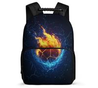 TPISLI Mochila Escolar Fire Fútbol Motivo Chicos Chicas 7-12 Años Mochila Infantil Balón de Fútbol Cursos 2-4 Bookbag, Bolsillos Laterales Tejido 1680D Navidad Escuela