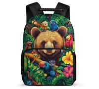 TPISLI Mochila Escolar Flor Oso Motivo para Estudiantes 7-12 Años Mochila Escolar Animal Patrón Primaria Backpack, Detalles de Fieltro Espalda Acolchada Excursiones Cortas