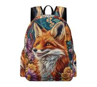TPISLI Mochila Escolar Fox Illustration Niña Primaria, Mochila para Niñas Kawaii con Animal Pattern 7 A 12 Años, Mochilas Escolares Chica E Ligera