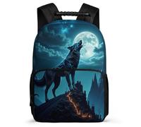 TPISLI Mochila Escolar Full-Luna Lobos Estudiantes 6-11 Años Mochila Colegio Luna Lobo Cursos 1-3 Bookbag, Espalda Acolchada Asa Reforzada Vuelta al Cole