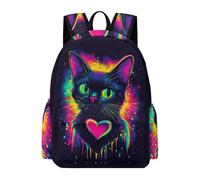 TPISLI Mochila Escolar Gatito Corazones para Niño y Niña 14 Años Mochila Diseño Animal Gato Instituto Mochila de Gran Capacidad, Book Bag para Paseo y Actividades al Aire Libre y Excursión