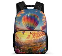 TPISLI Mochila Escolar Globo Aire Globo Cursos 2-4 para Niños, Mochila Infantil Flores Paisaje Ligera, Backpack, Tejido 1680D, Detalles de Fieltro, Colegio Viaje