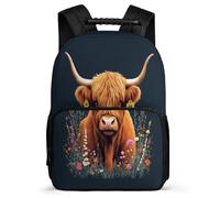 TPISLI Mochila Escolar Highland Ganado para Niños 6-11 Años Mochila Escolar Animal Bull Cursos 1-3 Daypack, Espalda Acolchada Asa Reforzada Viaje Uso Diario
