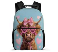 TPISLI Mochila Escolar Highland Vaca Cursos 1-3 para Niñas Mochila Infantil Animal Bull 5-10 Años Bookbag, Asa Reforzada Detalles de Fieltro Ocio Actividades