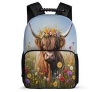 TPISLI Mochila Escolar Highland Vaca Cursos 1-3 para Niño Niña Mochila Calf 6-10 Años School Bag, Espalda Acolchada Resistente Ligera Ocio Actividades