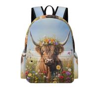 TPISLI Mochila Escolar Highland Vaca Estudiantes Colegio Mochila Ternero Niñas Primaria, Daypack Ligera Resistente Vuelta al Cole Excursión Outdoor Viaje Uso Diario