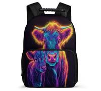 TPISLI Mochila Escolar Highland Vaca para Escolares 8-12 Años Mochila Vaca Colegio School Bag, Asa Reforzada Detalles de Fieltro Regalo Cumpleaños