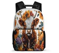 TPISLI Mochila Escolar Highland Vaca para Niños Niñas 7-12 Años, Mochila Motivo de Toro Infantil Colegio Primaria, Daypack, Resistente, Bolsillos Laterales, Viaje Uso Diario