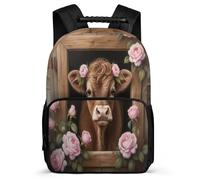 TPISLI Mochila Escolar Highland Vaca Primaria para Niña Niño Mochila Infantil Calf 6-10 Años Backpack, Espalda Acolchada Asa Reforzada Navidad Escuela