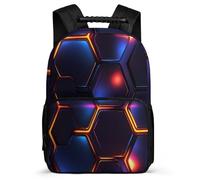 TPISLI Mochila Escolar Honeycomb para Chicos Chicas Cursos 2-4 Mochila Colegio Geometric Hexagons 6-10 Años School Bag, Bolsillos Laterales Tejido 1680D Navidad Escuela