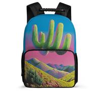 TPISLI Mochila Escolar Ilustración de Cactus para Niños Primaria, Mochila Diseño de Plantas Cactus 6-11 Años, Backpack, Espalda Acolchada, Asa Reforzada, Escuela Diario