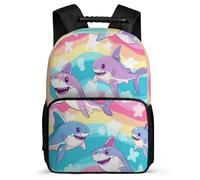 TPISLI Mochila Escolar Ilustración de Tiburón Cursos 1-3 para Chicos Chicas, Mochila Infantil Vida Marina Ligera, Bookbag, Resistente, Bolsillos Laterales, Viaje Uso Diario
