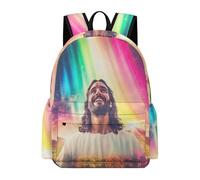 TPISLI Mochila Escolar Jesús Motif Niña Primaria, Mochila para Niñas Kawaii con Jesús Christian Pattern de 6 A 12 Años, Mochilas Escolares Chica E Ligera