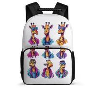 TPISLI Mochila Escolar Jirafa Motivo para Niñas Cursos 3-5 Mochila Escolar Animal Estampado 7-11 Años School Bag, Asa Reforzada Tejido 1680D Viaje Uso Diario