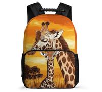 TPISLI Mochila Escolar Jirafa Patrón para Estudiantes Cursos 1-3 Mochila Colegio Animal 7-12 Años Bookbag, Tejido 1680D Bolsillos Laterales Ocio Actividades