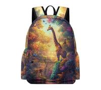 TPISLI Mochila Escolar Jirafa Pavo Real Estudiantes para Niño y Niña Mochila Diseño Animal Instituto 10-15 Años Mochila Ligera Duradera, Daypack para Viaje Senderismo y Uso Diario