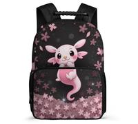 TPISLI Mochila Escolar Kawaii Axolotl para Escolares Primaria Mochila Escolar Salamandra 8-12 Años School Bag, Tejido 1680D Bolsillos Laterales Excursiones Cortas