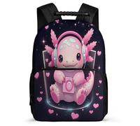 TPISLI Mochila Escolar Kawaii Axolotl para Niño Niña 5-10 Años Mochila Colegio Salamandra Cursos 3-5 School Bag, Bolsillos Laterales Detalles de Fieltro Vuelta al Cole