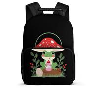 TPISLI Mochila Escolar Kawaii Rana para Estudiantes 8-12 Años Mochila Colegio Mushroom Animal Cursos 2-4 Daypack, Espalda Acolchada Bolsillos Laterales Navidad Escuela