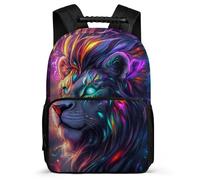 TPISLI Mochila Escolar León para Niña Niño 7-12 Años Mochila Escolar Animal Motivo Primaria Daypack, Asa Reforzada Bolsillos Laterales Viaje Uso Diario