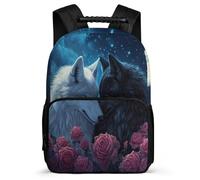 TPISLI Mochila Escolar Lobo Illustration Cursos 3-5 para Estudiantes Mochila Infantil Animal Lobos 6-11 Años Daypack, Resistente Ligera Asa Reforzada Ocio Actividades