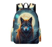 TPISLI Mochila Escolar Lobo Luna Llena Chica Clase 4 Mochila Escolar Lobos Luna Chico Clase 3 Backpack Cómoda Ligera Deporte Outdoor Colegio Excursión Uso Diario Viaje